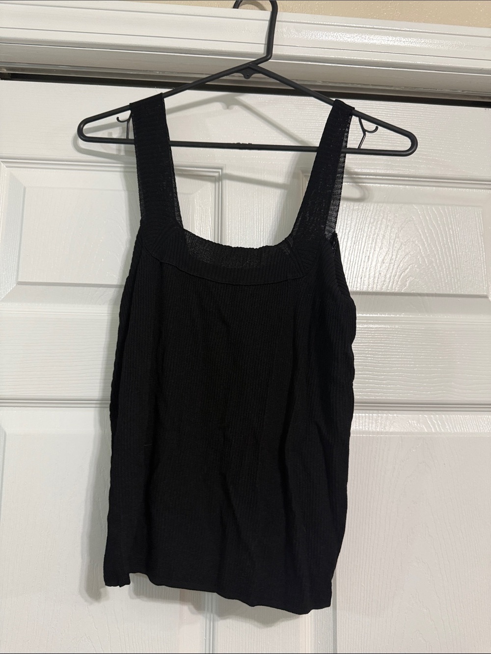 MaxMara Black Square Neck Tank with Wide Straps